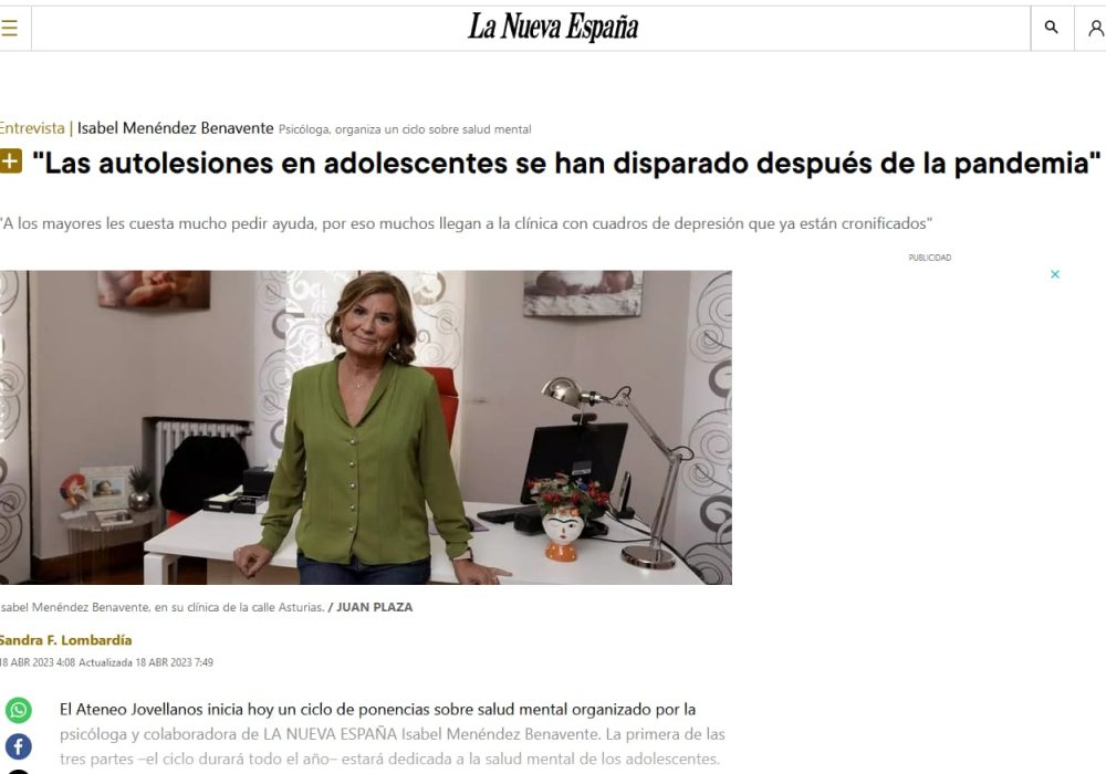 Isabel Menendez La Nueva España adolescentes pandemia